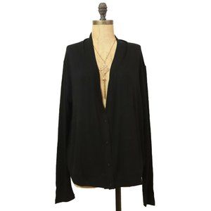H By Bordeaux Button Cardigan Silk Back Black